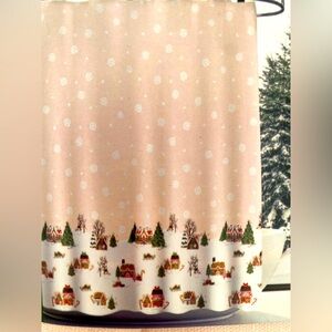 Christmas Gingerbread Village Shower Curtain